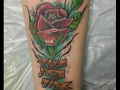 Rose with banner lettering
